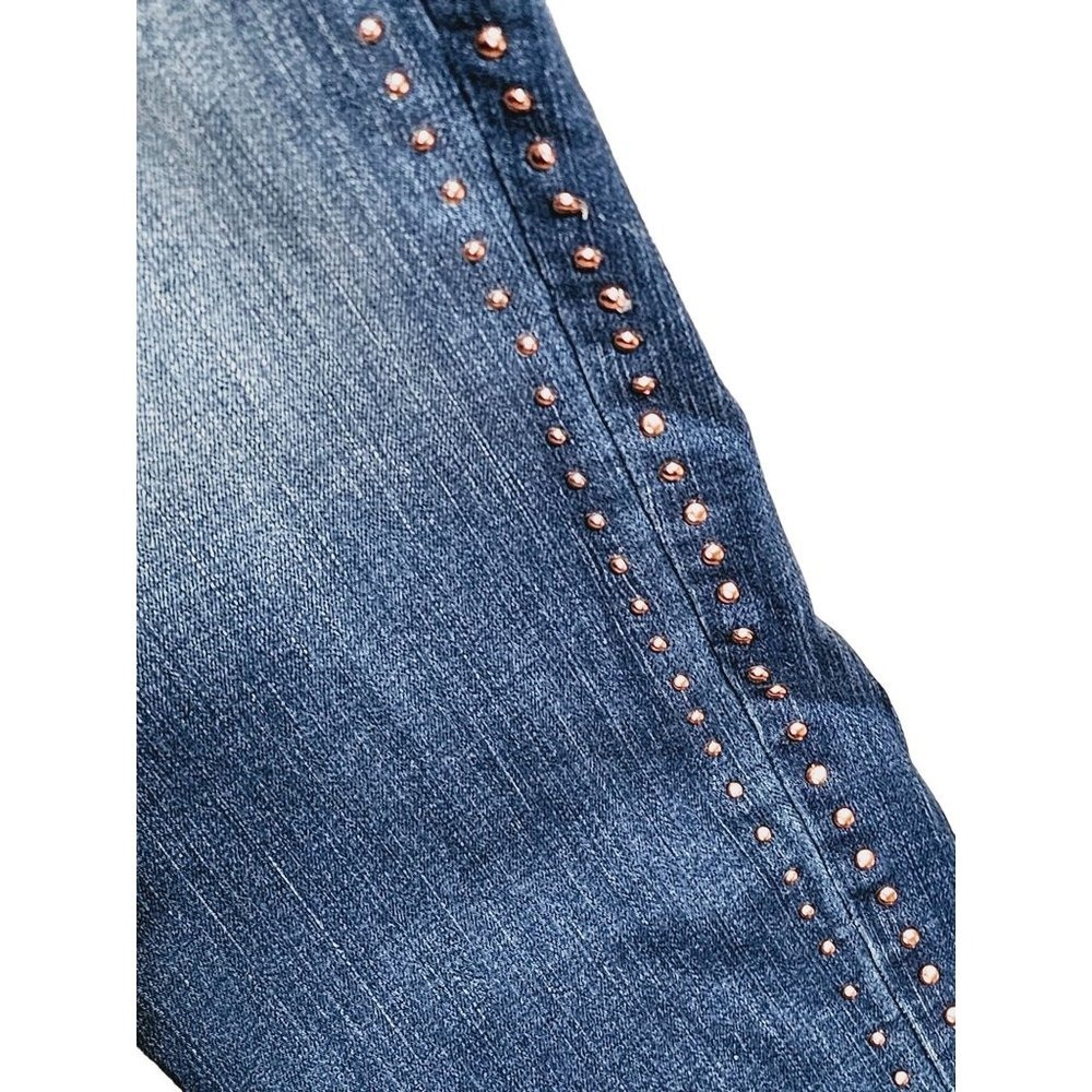 White House Black Market Slim Ankle Studded Jeans Size 10 Mid Wash - Picture 5 of 14